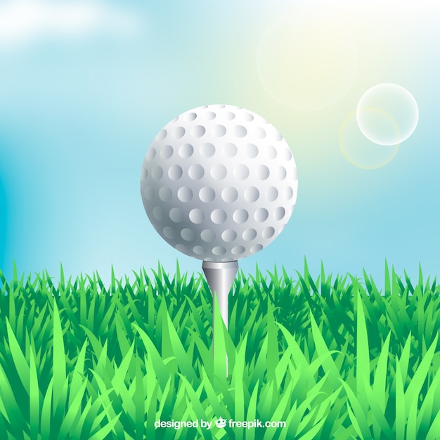 Golf ball on tee in realistic style