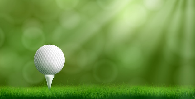 Free Vector golf ball on tee realistic vector illustration