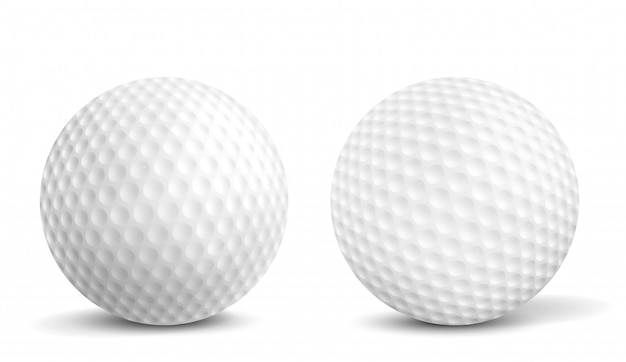 Golf balls isolated realistic vector illustrations