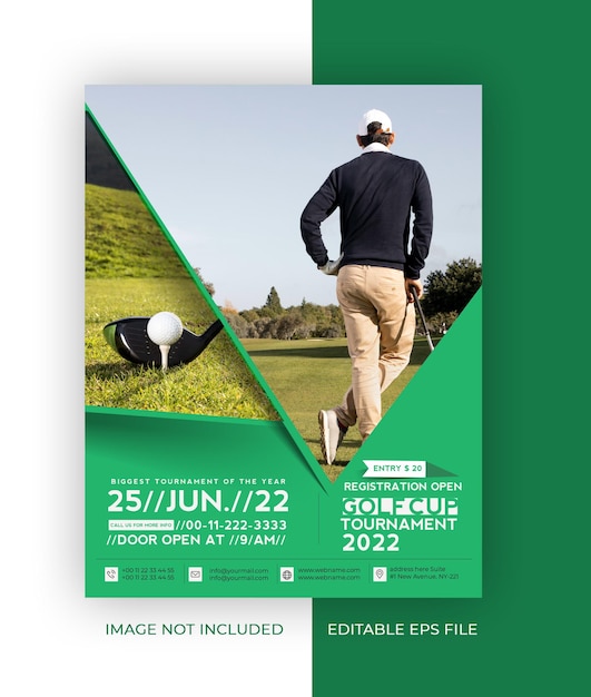 Golf Club A4 Business Brochure Flyer Poster Design Template.