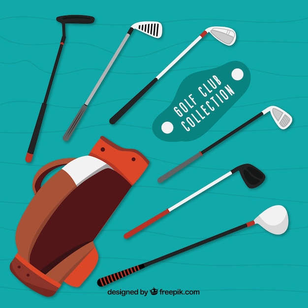 Free vector golf club collection with bag