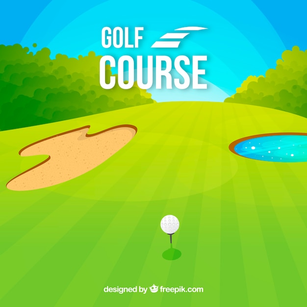 Golf course background in flat style