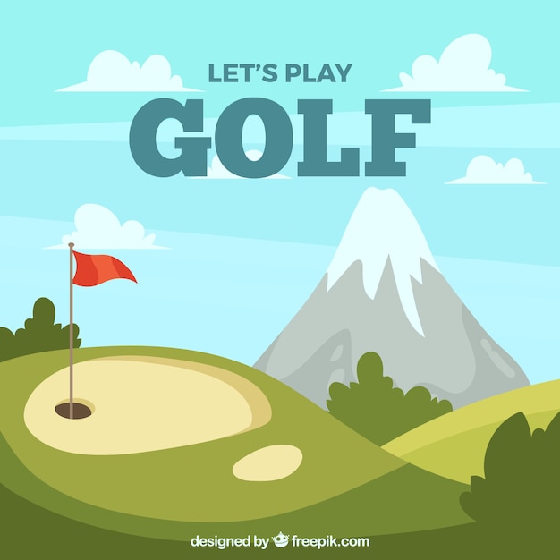 Golf course background in flat style