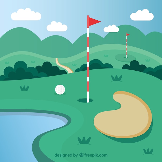 Free Vector golf course background in flat style