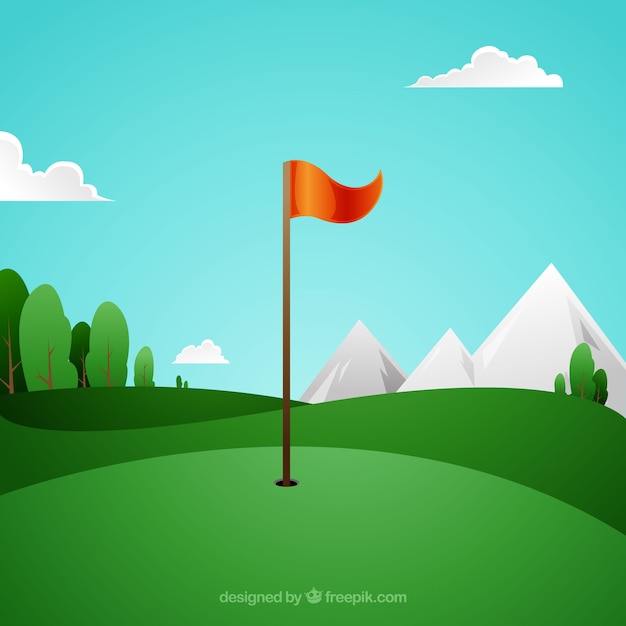 Golf course background in flat style