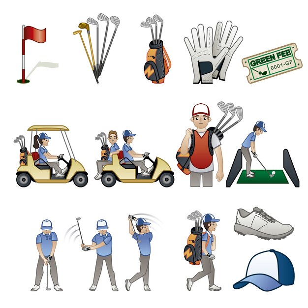 Free Vector golf elements collection