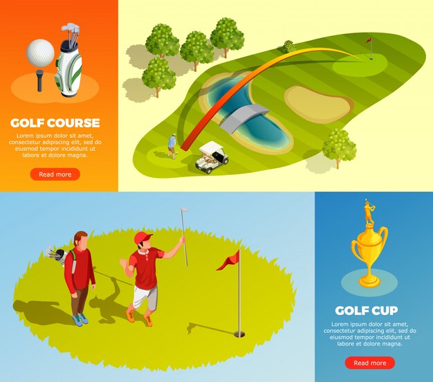 Golf Isometric Horizontal Banners