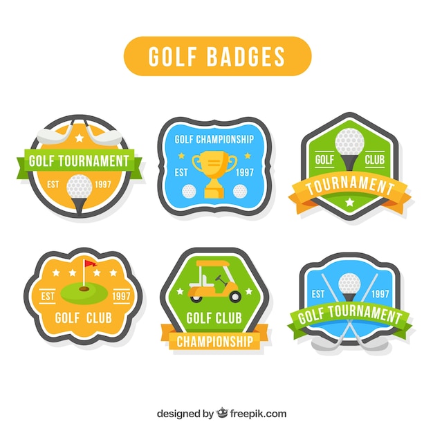 Free Vector golf labels and badges collection in flat style