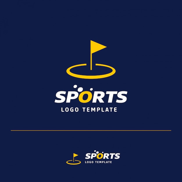 golf logo template with flag