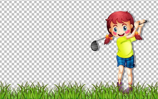 Golf player cartoon character on transparent background