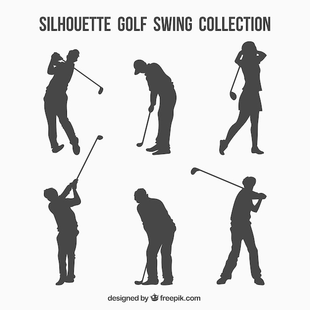 Free Vector golf swing silhouette set