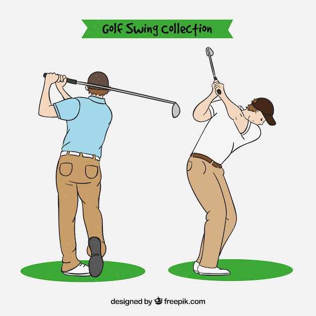 Free Vector golf swings collection in hand drawn style