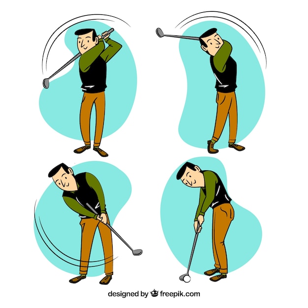 Free Vector golf swings collection in hand drawn style