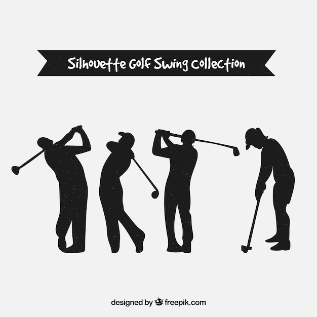 Free Vector golf swings collection with silhouette