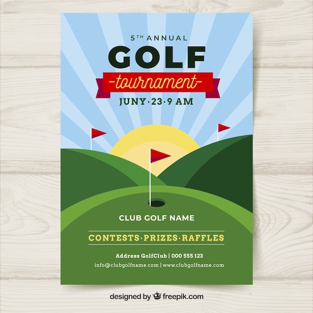 Free Vector golf tournament flyer in flat style