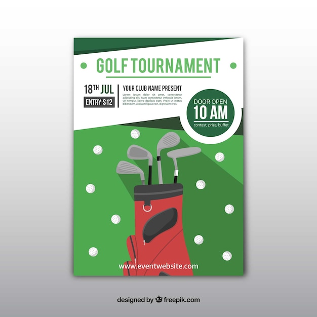 Golf tournament flyer in flat style