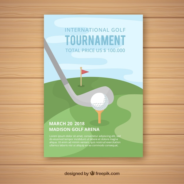 Golf tournament flyer in flat style