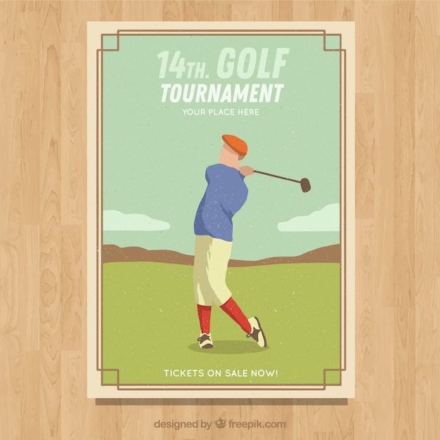 Free Vector golf tournament flyer in vintage style