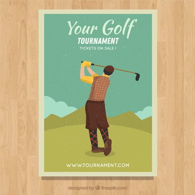 Free Vector golf tournament flyer in vintage style