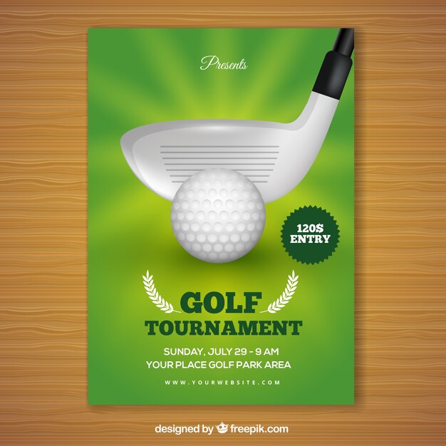 Free vector golf tournament poster with club putting