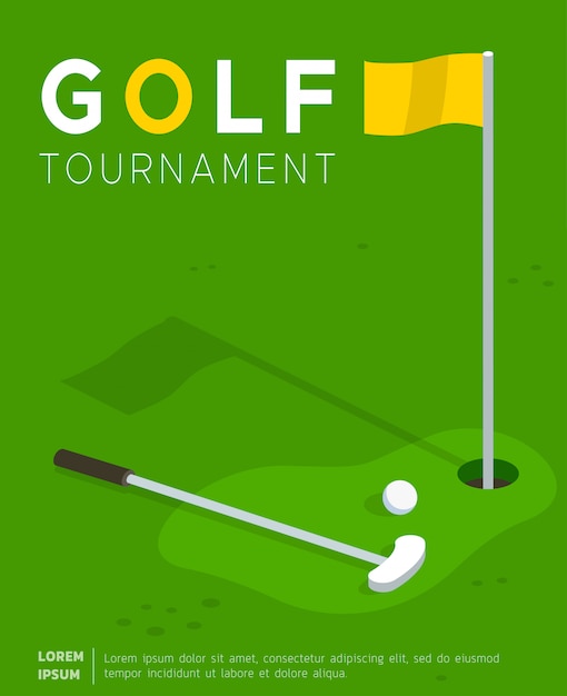 Free Vector golf tournament promo poster flat template