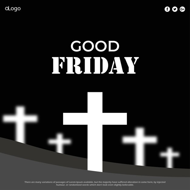 Good Friday Black White Background Social Media Design Banner Free Vector