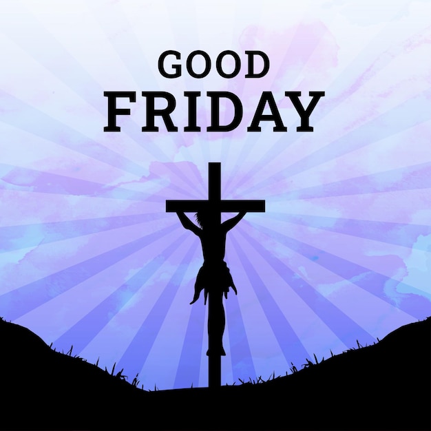 Good Friday Blue Black Background Social Media Design Banner Free Vector