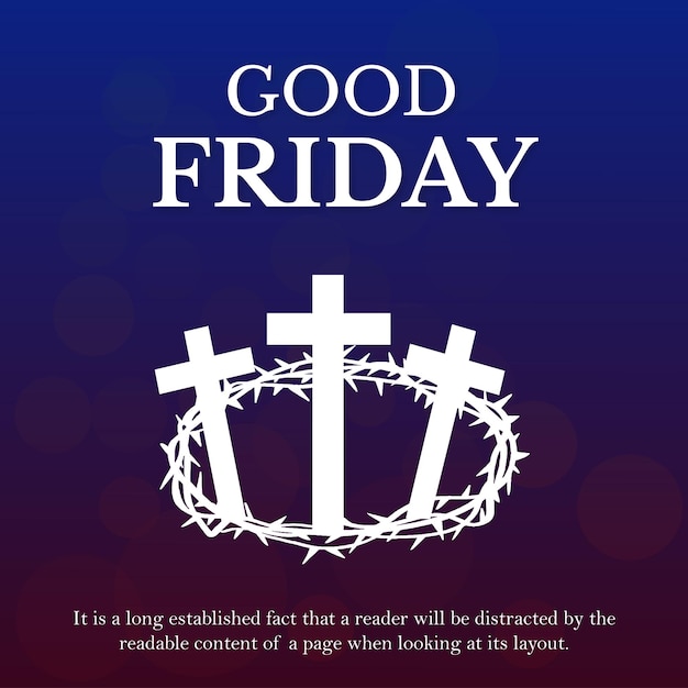 Good Friday Blue White Background Social Media Design Banner Free Vector