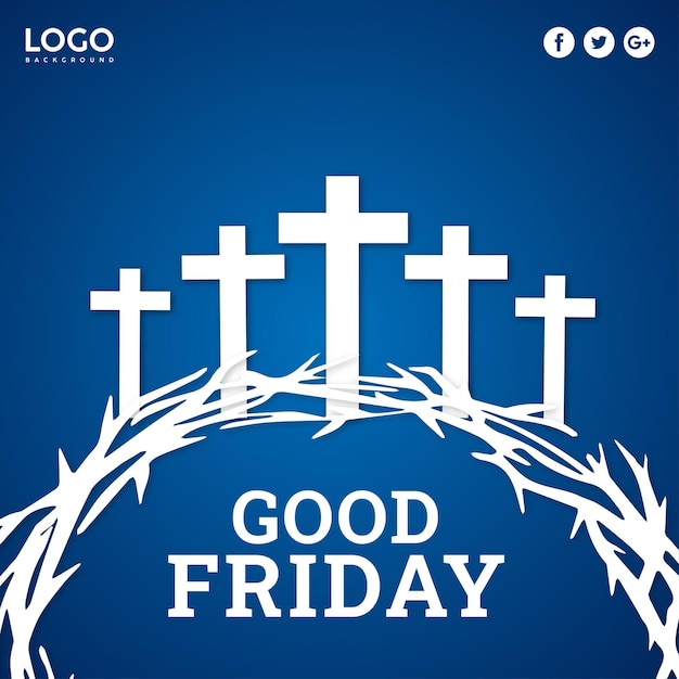 Good Friday Blue White Background Social Media Design Banner Free Vector