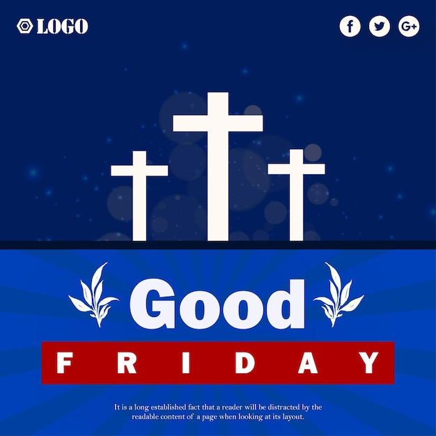 Good Friday Blue White Background Social Media Design Banner Free Vector