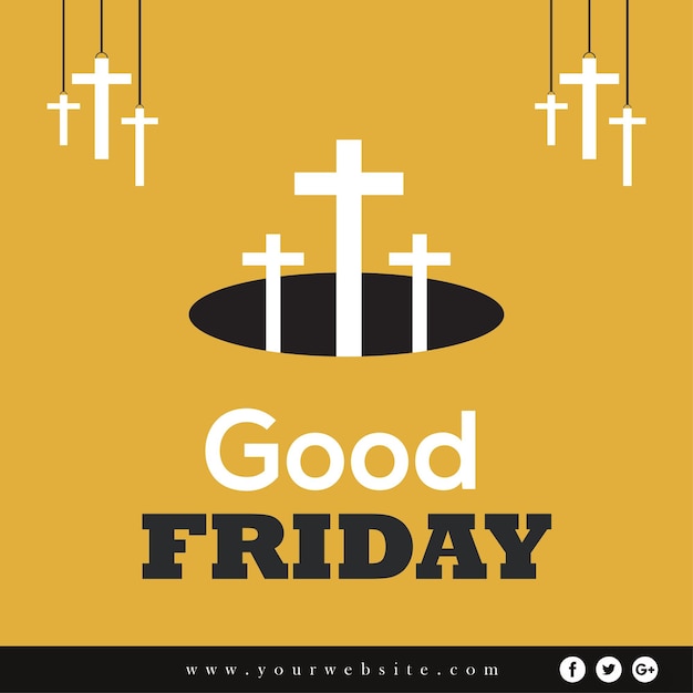 Free Vector good friday brown white black background social media design banner free vector