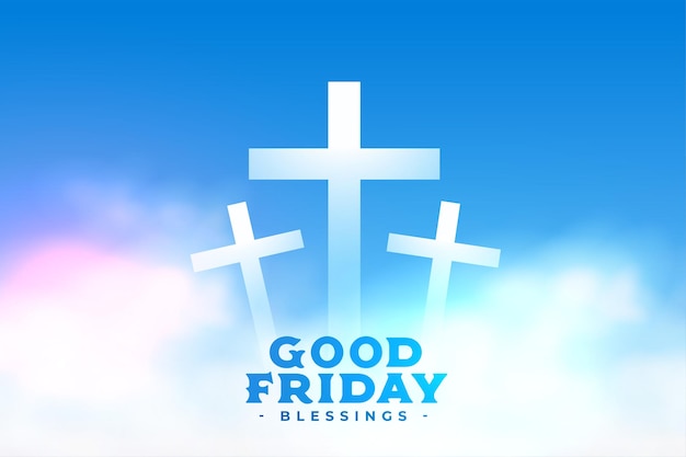 Good friday crosses on sky clouds background