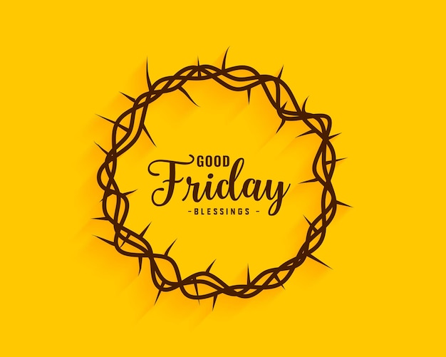 Free Vector good friday greeting yellow background with crown design