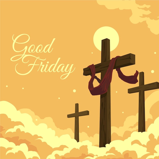 Free Vector good friday illustration with crosses