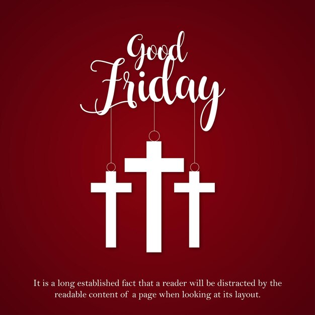 Good Friday Maroon White Background Social Media Design Banner Free Vector