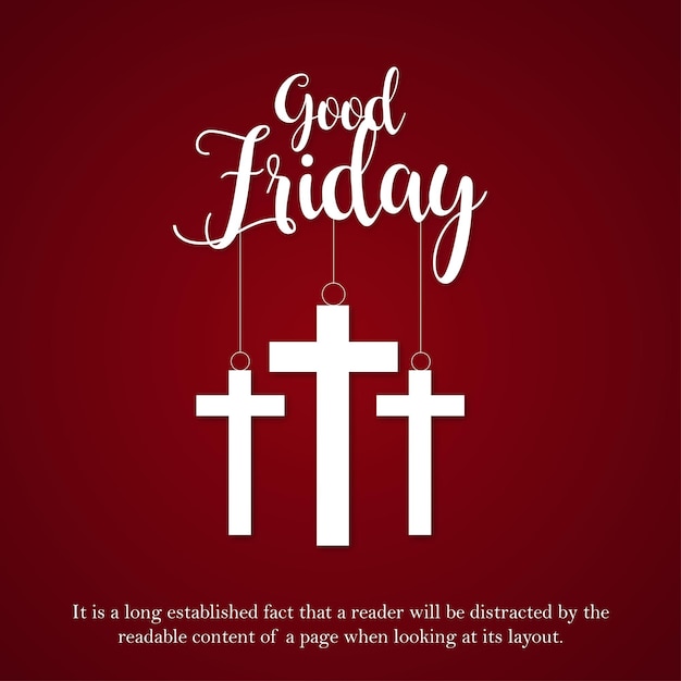 Good Friday Maroon White Background Social Media Design Banner Free Vector