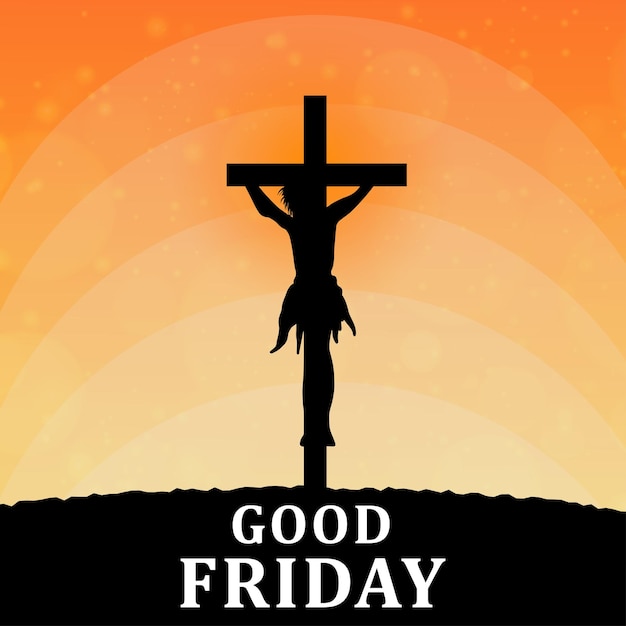 Free Vector good friday orange black beige background social media design banner free vector