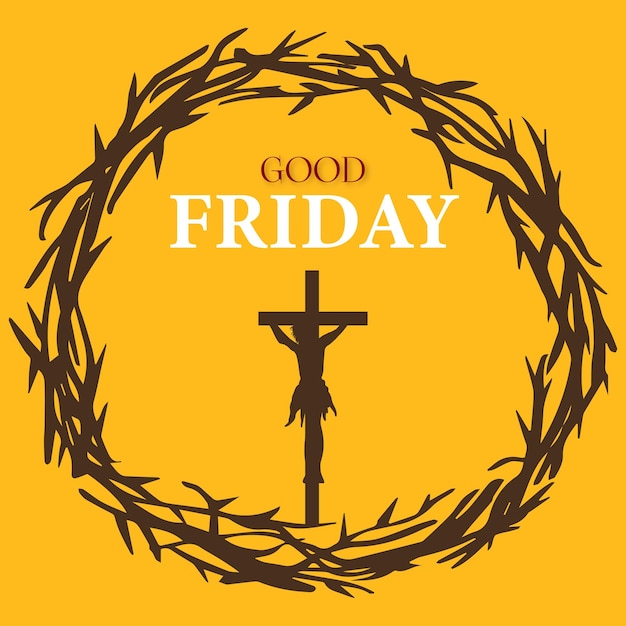 Good Friday Orange Brown Background Social Media Design Banner Free Vector