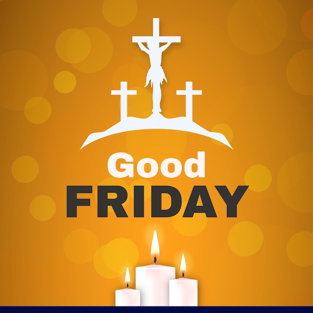 Good Friday Orange White Background Social Media Design Banner Free Vector