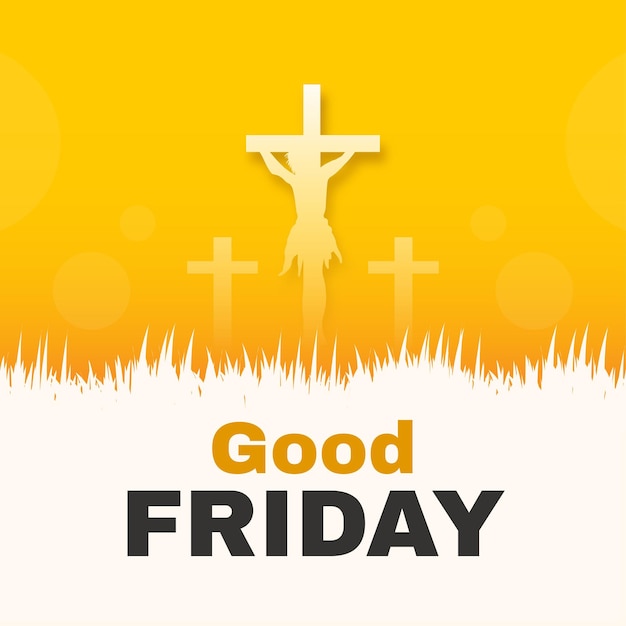 Good Friday Orange White Black Background Social Media Design Banner Free Vector