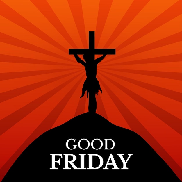 Good Friday Red Orange Black Background Social Media Design Banner Free Vector