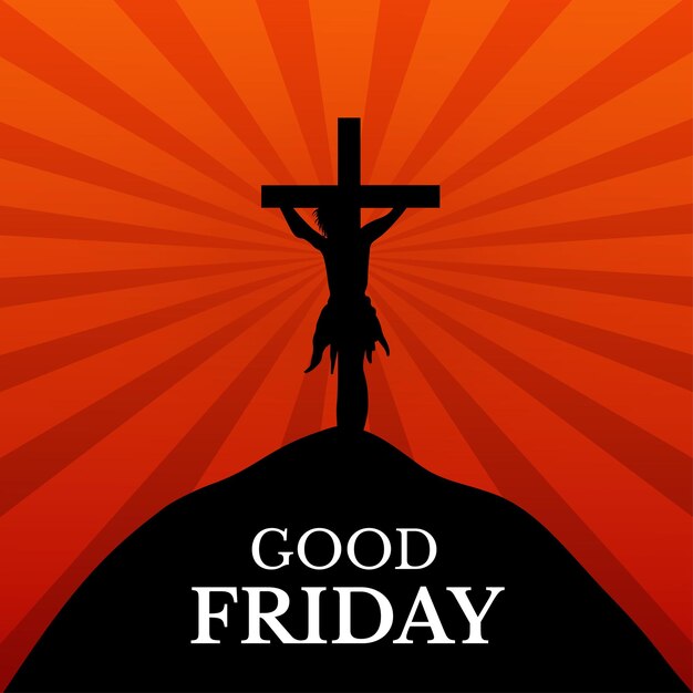 Good Friday Red Orange Black Background Social Media Design Banner Free Vector