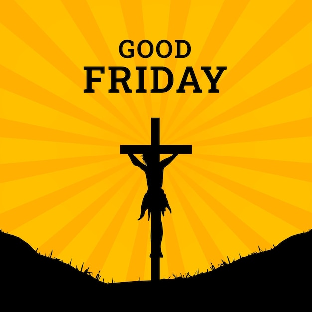 Good Friday Yellow Black Background Social Media Design Banner Free Vector