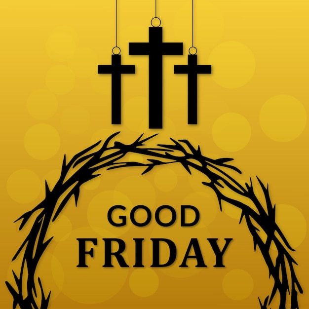 Good Friday Yellow Black Background Social Media Design Banner Free Vector