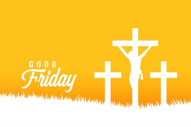 Good friday yellow greeting card with crosses