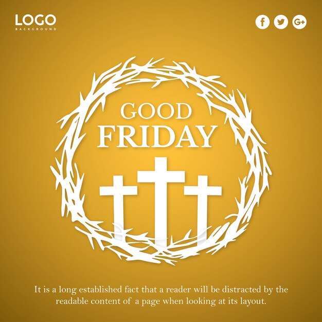 Good Friday Yellow White Background Social Media Design Banner Free Vector