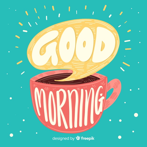 Free Vector good morning lettering background hand drawn style