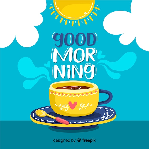 Free Vector good morning lettering decorative background