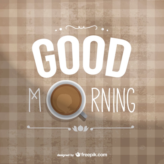 Free Vector good morning typography with coffee