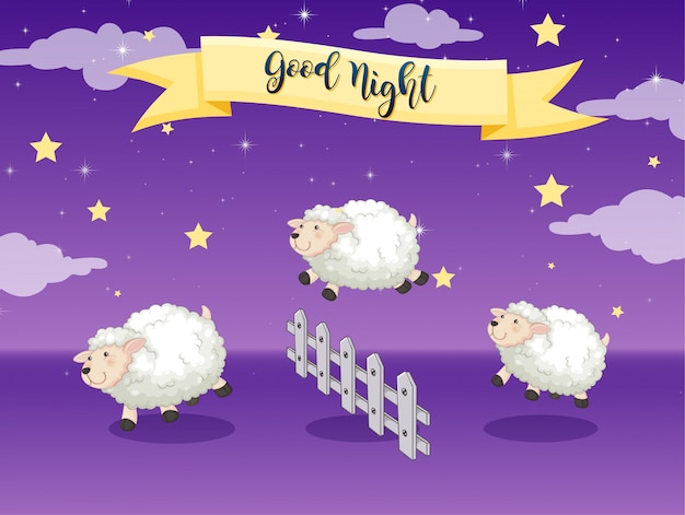 Free Vector good night poster with counting sheep